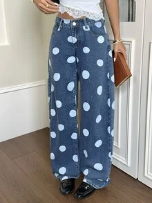 Rivivi Petite Y2K Women's Denim Curved Leg Pants - Medium Wash - View 6