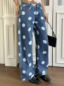 Rivivi Petite Y2K Women's Denim Curved Leg Pants - Medium Wash - View 3