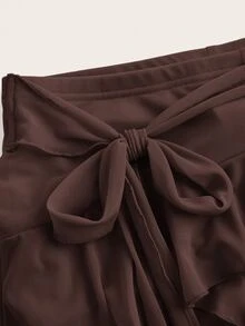 SHEIN ICON 女款多層荷葉邊低腰 Y2K 黑色迷你裙 - 棕色 - 查看 7