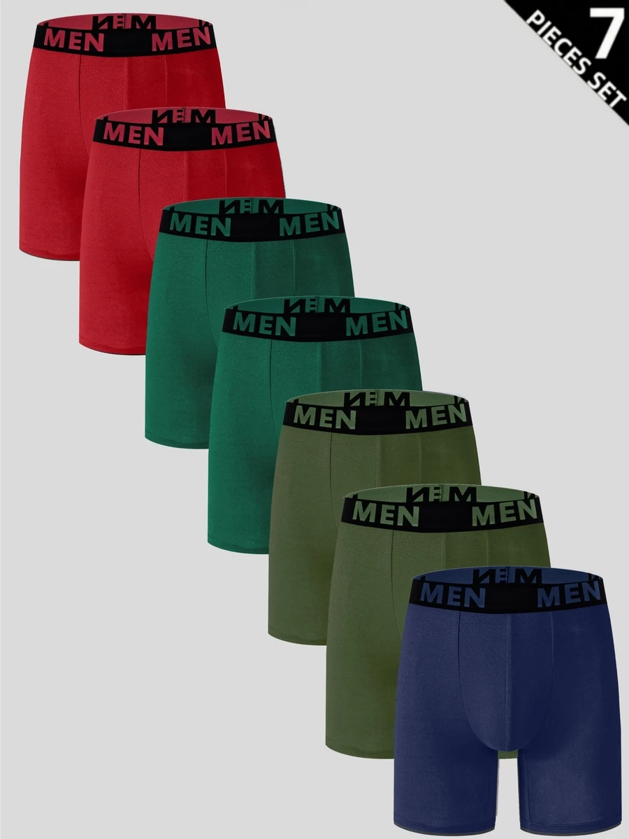 SHEIN Men's Letter Print Colorblock Casual Daily Boxer Briefs 7pcs/Pack - Multicolor - View 1