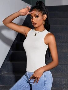 Chiquease Ribbed Knit Tank Top - White - View 5