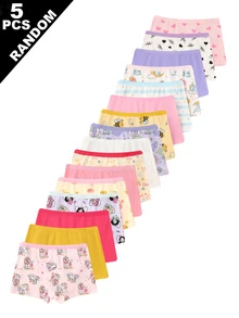 [5 piezas Enviadas al azar]Ropa interior multicolor con estampado de dibujos animados de poni, conejo y elefante para niña - Multicolor - Ver 2
