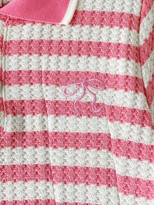 SHEIN 女童夏季百搭可愛簡約羅紋領羅紋袖口粉色刺繡圖案百褶洋裝 - 粉色 - 查看 7