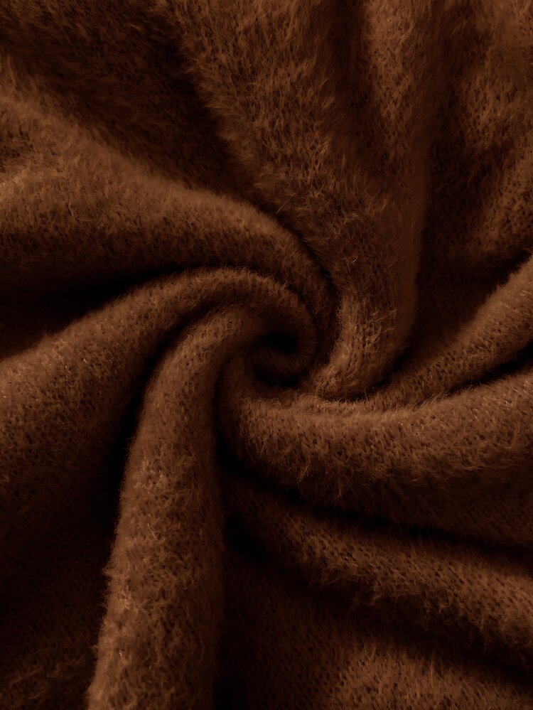 Easowa New Autumn Winter Soft Sweet Sexy Minimalist Elegant Slouchy Casual Loose Fluffy Knit Pullover Sweater For Women Brunch Night Out Coffee Brown - Rust Brown - View 3