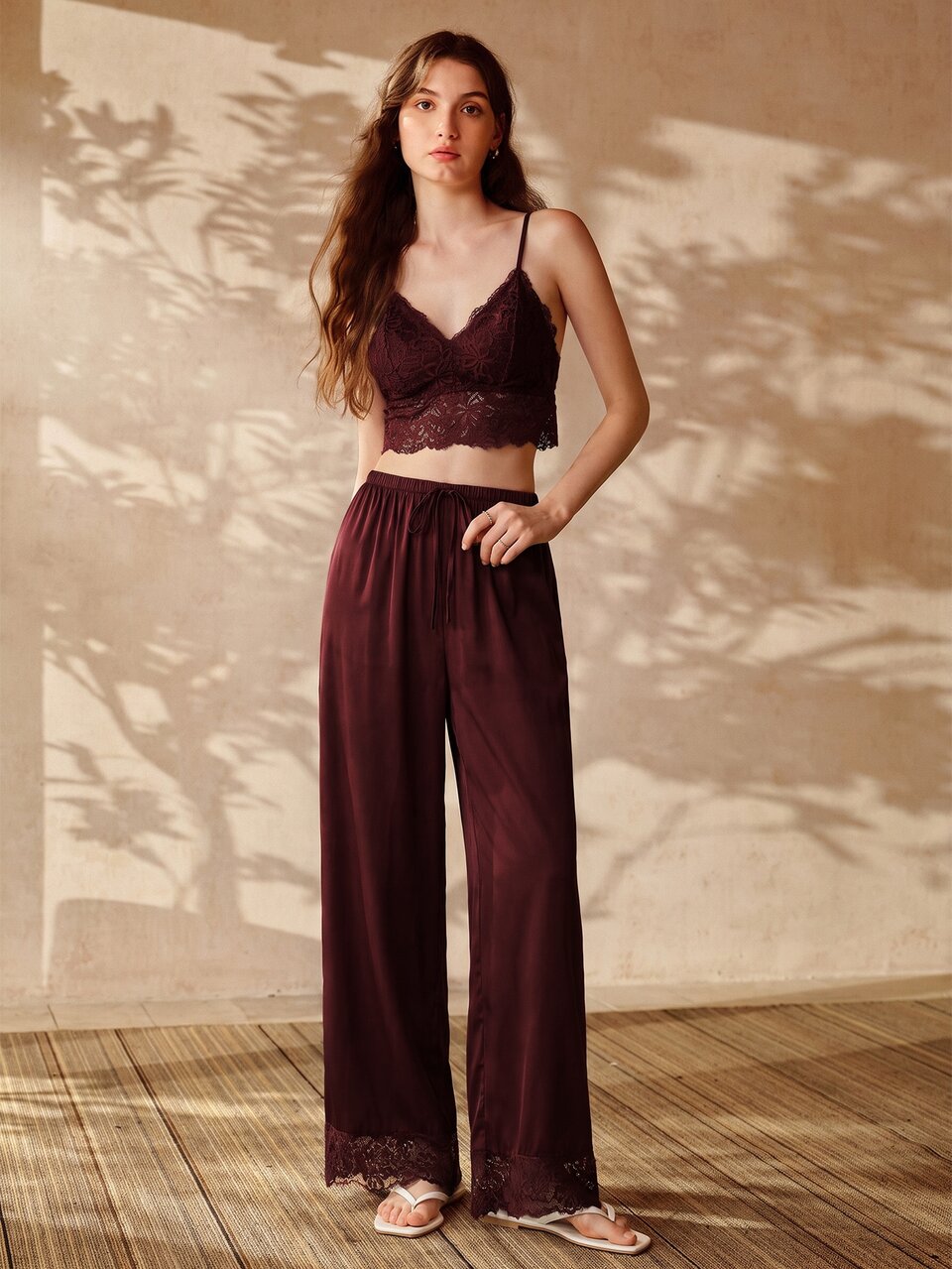 MOTF SPRING/SUMMER WOMEN'S LACE BRALETTE & STRAIGHT LEG PANTS PAJAMA SET
