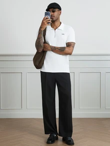 HUEFORM Men's Classic Versatile Black Straight Leg Loose Pants, Wrinkle-Resistant Drapey Minimalist Premium Casual Mature Business INS Style Long Pants - Black - View 6