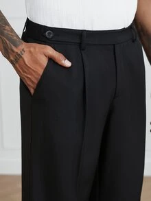 HUEFORM Men's Classic Versatile Black Straight Leg Loose Pants, Wrinkle-Resistant Drapey Minimalist Premium Casual Mature Business INS Style Long Pants - Black - View 4