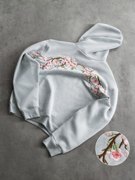 PAVTROS Herre-casual hoodie med blomsterbroderi og lange ærmer