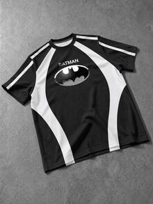 BATMAN X SHEIN Manfinity EMRG Men's Letter Print Casual Versatile Daily Wear Short Sleeve T-Shirt - Multicolor - View 2