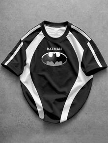 BATMAN X SHEIN Manfinity EMRG Men's Letter Print Casual Versatile Daily Wear Short Sleeve T-Shirt - Multicolor - View 3