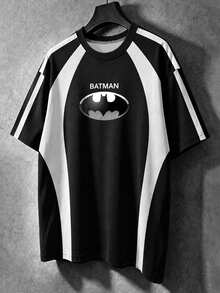 BATMAN X SHEIN Manfinity EMRG Men's Letter Print Casual Versatile Daily Wear Short Sleeve T-Shirt - Multicolor - View 1