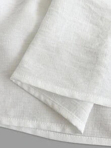 SHEIN Holidaya Vestido Feminino Casual Minimalista Elegante com Decote em V, Patchwork e Bainha com Babados, Ajustado, Versátil para Praia e Férias, Primavera/Verão, Roupa Feminina de Férias, Vestido Elegante Feminino, Vestido Casual Feminino - Branco - Visão 8