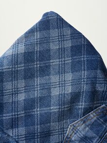 Bohemela Casual Woven Denim Plaid Wide Leg Long Pants For Women - Blue - View 8