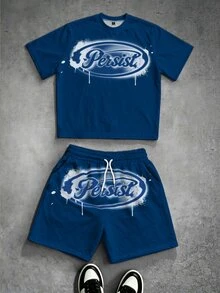 Manfinity EMRG Men's Casual Short Sleeve Shirt And Shorts 2 Pieces Set - Navy Blue - View 3