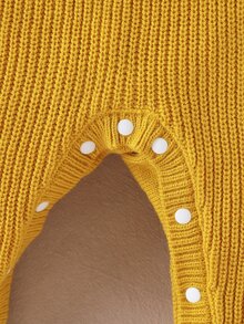 SHEIN 男宝宝毛衣，时尚可爱百搭小熊提花针织连体裤 - 黃色 - 查看 4