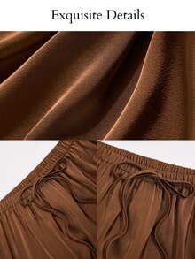 SOLERSUN Women Pants Dinner Garden Party Dark Brown Autumn Elegant - Coffee Brown - View 9