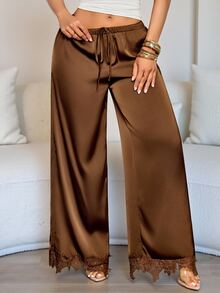 SOLERSUN Women Pants Dinner Garden Party Dark Brown Autumn Elegant - Coffee Brown - View 8