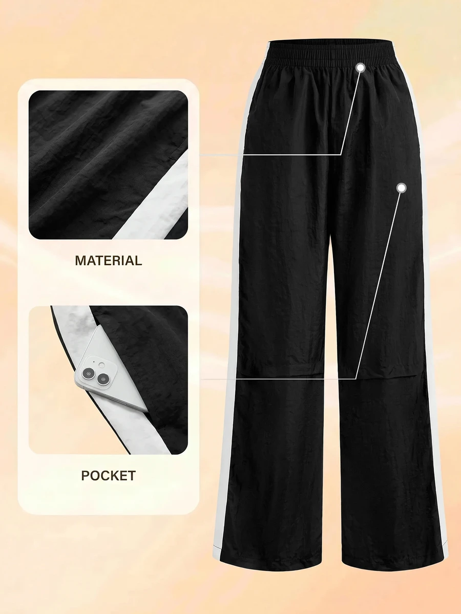 SHEIN Cheerettes 女款素色百褶休閒百搭日常旅行運動長褲