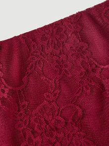 Skyraze Women's Lace Patchwork Camisole Top And Skirt Sexy Date Night Out Date Night Outfit Set Burgundy Summer.Halloween.Back To School. - Burgundy - View 10