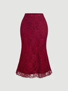 Skyraze Women's Lace Patchwork Camisole Top And Skirt Sexy Date Night Out Date Night Outfit Set Burgundy Summer.Halloween.Back To School. - Burgundy - View 8