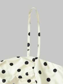 SHEIN MOD Vintage Classic Ruched Polka Dot Spaghetti Strap Midi Dress - Multicolor - View 7
