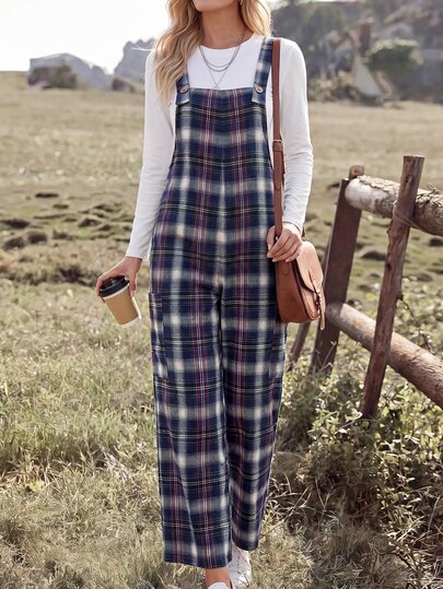 Wildy BOHO Casual Western Style Country Nomadic Women's Autumn Daily Basic Outfit Jumpsuit With Pockets