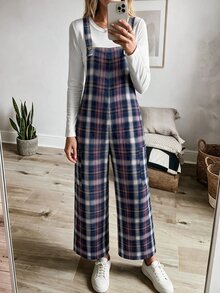 Wildy 波西米亞休閒西式鄉村遊牧風女款秋季日常基礎穿搭連身褲，附口袋 - 彩色 - 查看 1