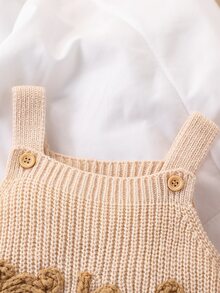 SHEIN Vintaside Kids Baby Boys Bear Jacquard Knitted Sweater Jumpsuit, Fashion Cute Versatile Fall Winter - Beige - View 6