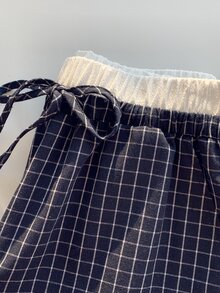 Comfortcana 休闲复古格子宽松女裤，春季新款。梭织女士长裤，适合春夏穿着，2026春夏新款格子裤，基础款格子裤 - 藍色 - 查看 3