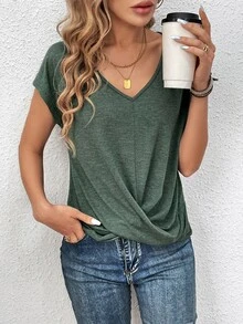 EMERY ROSE Women's Green Short Sleeve T-Shirt For St. Patrick's Day Summer - Green - View 5