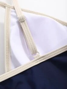 DAZY Women's Spaghetti Strap Backless Casual One-Piece Swimsuit, Suitable For Beach Holiday Summer Vacation Cruise Outfit For Women - Blue - View 7