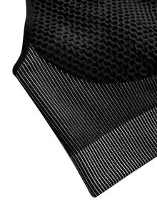 SHEIN Cheerettes Women's Plus Size 3PS Patchwork Striped Zipper Seamless Sport Set Black White High Stretch Breathable Cross Back Bra Squat Proof Tummy Control Legging - Multicolor - View 7