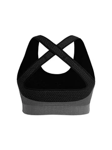SHEIN Cheerettes Women's Plus Size 3PS Patchwork Striped Zipper Seamless Sport Set Black White High Stretch Breathable Cross Back Bra Squat Proof Tummy Control Legging - Multicolor - View 12