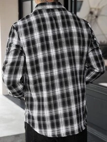 Manfinity CasualCool 男士休閒百搭格紋單排扣長袖商務襯衫 - 彩色 - 查看 2