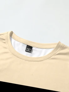 Manfinity Hypemode Men's Contrast Color Round Neck Short Sleeve Casual T-Shirt, Versatile For Summer, Holiday - Multicolor - View 4