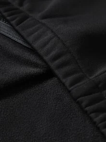 PAVTROS Men's Zipper Jacket With Fleece Lining, Raglan Sleeve Black Winter Streetwear, Suitable For School, Back To School Season, City Short Trips, Gifting - Black - View 9