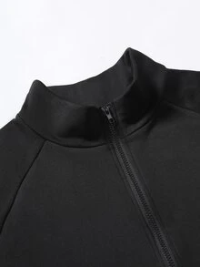 PAVTROS Men's Zipper Jacket With Fleece Lining, Raglan Sleeve Black Winter Streetwear, Suitable For School, Back To School Season, City Short Trips, Gifting - Black - View 7