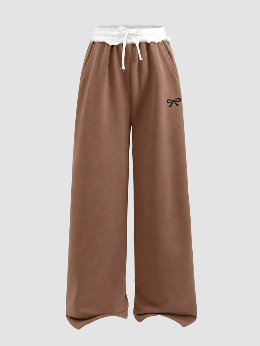 SHEIN Tween Girls Sweatpants - Coffee Brown - View 1