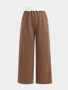 SHEIN Tween Girls Sweatpants - Coffee Brown - View 2