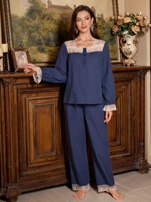PalaceNights Women Pajama Sets - Navy Blue - View 6
