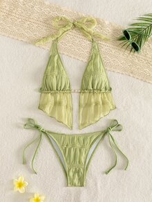 Swim Mod New Sequin Green Bikini Swimwear For Women, Sexy Beach Vacation & Date Wear, Spring/Summer Bikini Green - Green - View 4