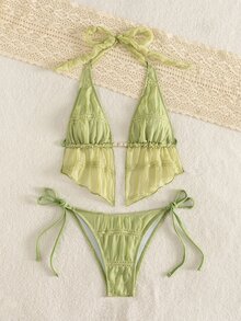 Swim Mod New Sequin Green Bikini Swimwear For Women, Sexy Beach Vacation & Date Wear, Spring/Summer Bikini Green - Green - View 5