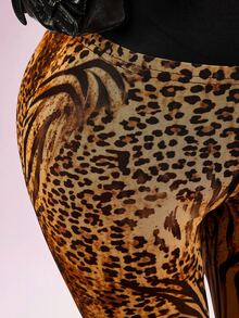 Amplova Leopard Print Skinny Pants - Brown - View 7