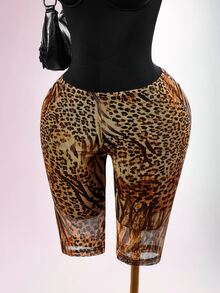 Amplova Leopard Print Skinny Pants - Brown - View 4