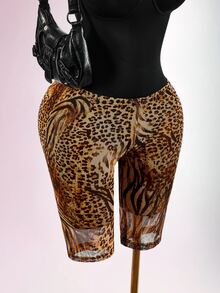 Amplova Leopard Print Skinny Pants - Brown - View 6