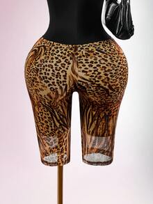 Amplova Leopard Print Skinny Pants - Brown - View 3
