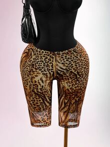 Amplova Leopard Print Skinny Pants - Brown - View 5