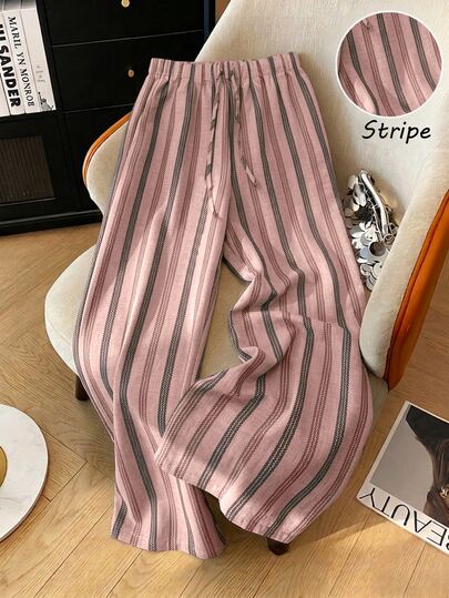Franclia Loose Casual Slimming Summer New Elastic Waist Lightweight Striped Women's Spring/Summer Sweatpants