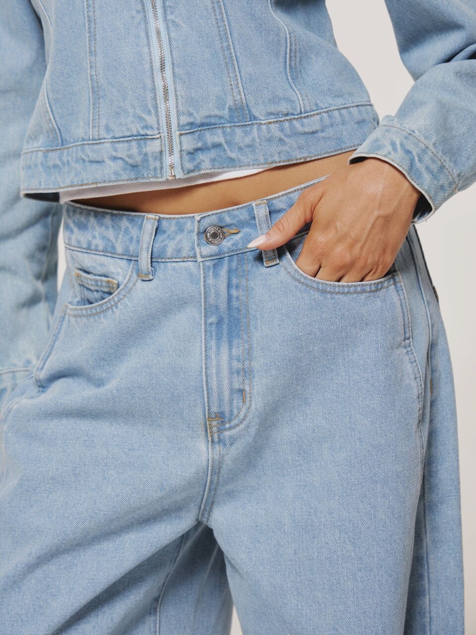 Blue Denim Wide Leg Jeans Winter Casual Day Comfy Outfit Cool  Blue Womens Jeans