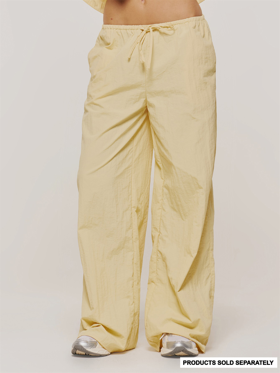 Gelbe Damen-Cargohose mit Kordelzug-Bund, lockerer Passform, gerafftem Saum, für den Winter, lässig, bequem, cooles Alltags-Outfit